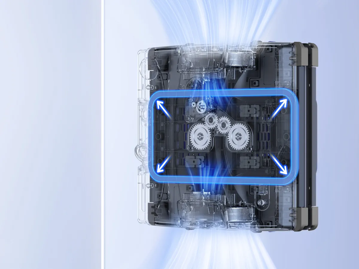 Cut-away view of the HOBOT S7 Pro suction fan and airtight seal