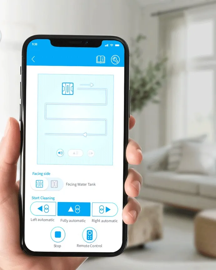 HOBOT app on a smartphone for controlling the window cleaning robot