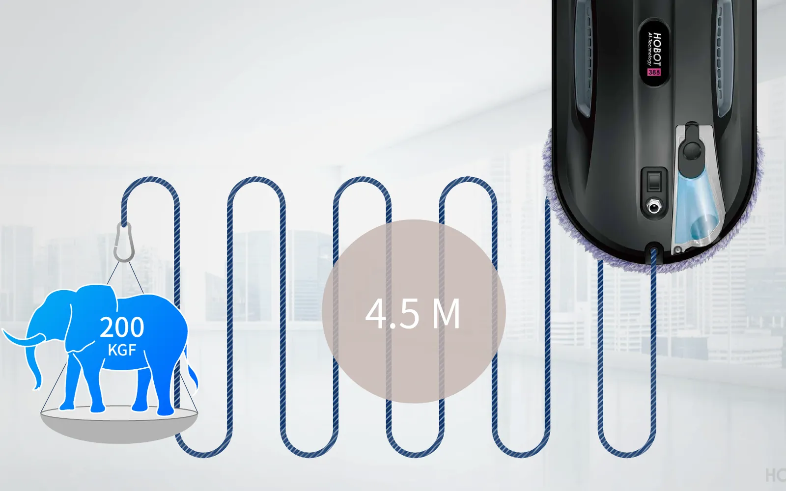 HOBOT UPS backup and safety rope